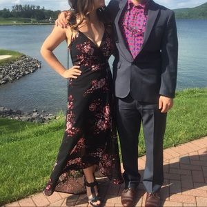 Gorgeous Black Flowy Floral Wrap Dress